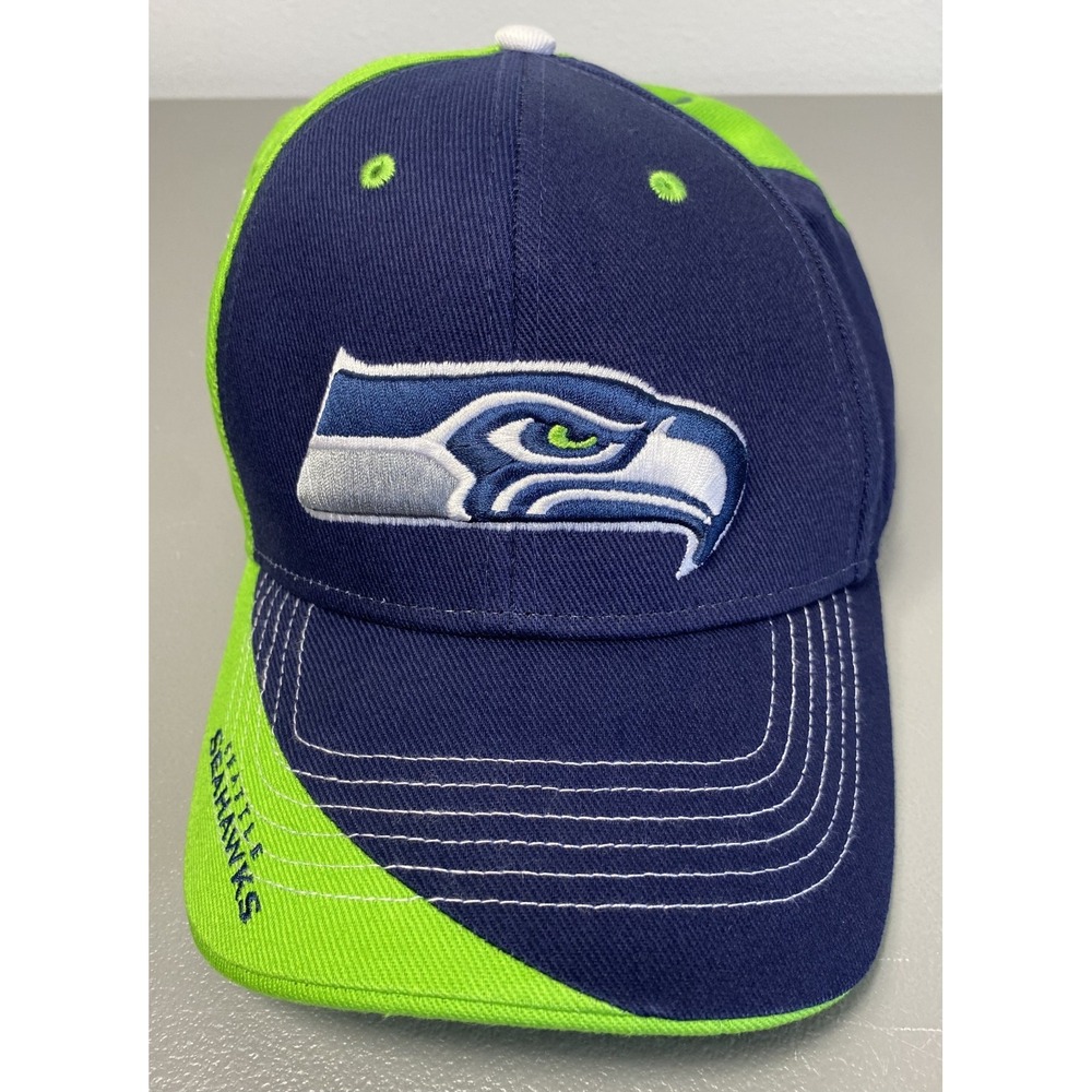Seattle Seahawks NFL Team Apparel Embroidered Strapback Hat Cap One Size Cotton